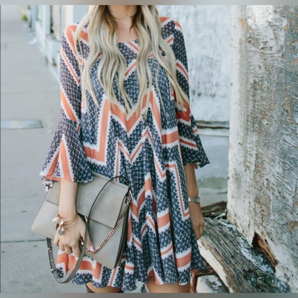 Paper Crown Dress in Navy and Orange
